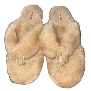Joe Boxer Furry Flip Flop Women’s Thongs Slip On Slippers Cream Beige 7-8